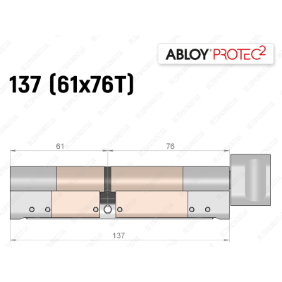 Циліндр ABLOY PROTEC-2 137 мм (61x76T), з тумблером