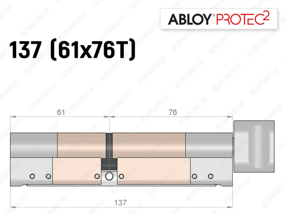 Циліндр ABLOY PROTEC-2 137 мм (61x76T), з тумблером