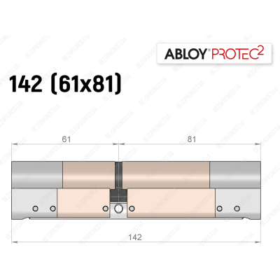 Циліндр ABLOY PROTEC-2 142 мм (61x81), ключ-ключ