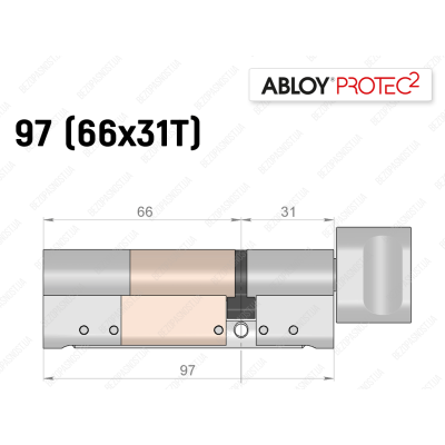 Цилиндр ABLOY PROTEC-2 97 мм (66x31T), с тумблером