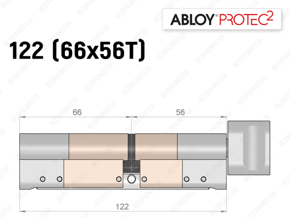 Цилиндр ABLOY PROTEC-2 122 мм (66x56T), с тумблером