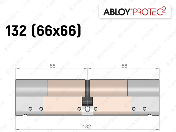 Циліндр ABLOY PROTEC-2 132 мм (66x66), ключ-ключ