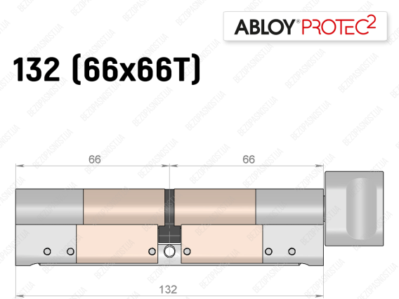 Цилиндр ABLOY PROTEC-2 132 мм (66x66T), с тумблером