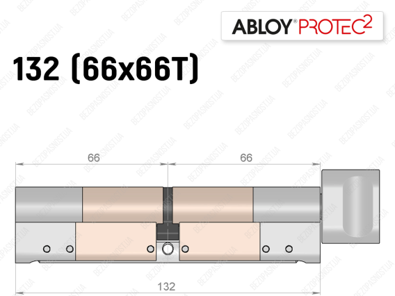 Циліндр ABLOY PROTEC-2 132 мм (66x66T), з тумблером