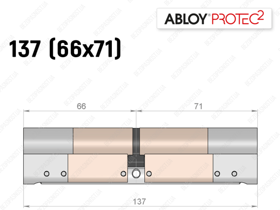 Цилиндр ABLOY PROTEC-2 137 мм (66x71), ключ-ключ
