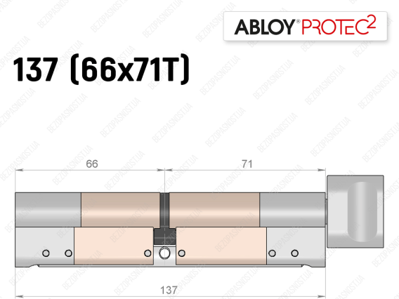 Цилиндр ABLOY PROTEC-2 137 мм (66x71T), с тумблером