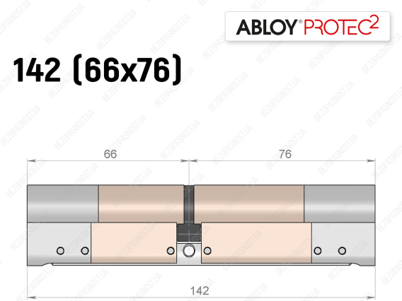 Цилиндр ABLOY PROTEC-2 142 мм (66x76), ключ-ключ