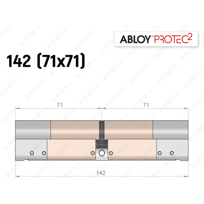 Циліндр ABLOY PROTEC-2 142 мм (71x71), ключ-ключ