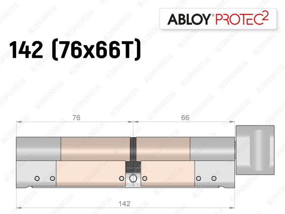 Цилиндр ABLOY PROTEC-2 142 мм (76x66T), с тумблером