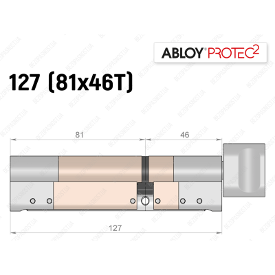 Цилиндр ABLOY PROTEC-2 127 мм (81x46T), с тумблером