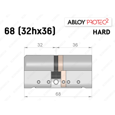 Циліндр ABLOY PROTEC-2 HARD 68 мм (32Hx36), ключ-ключ