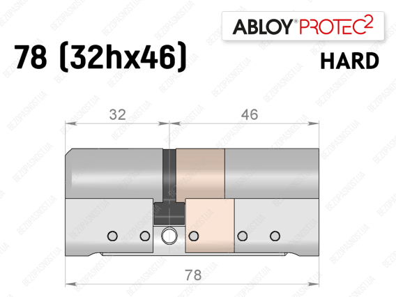 Цилиндр ABLOY PROTEC-2 HARD 78 мм (32Hx46), ключ-ключ