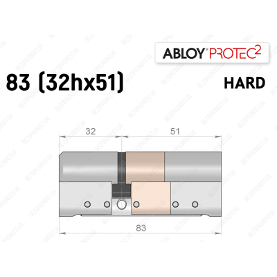 Циліндр ABLOY PROTEC-2 HARD 83 мм (32Hx51), ключ-ключ
