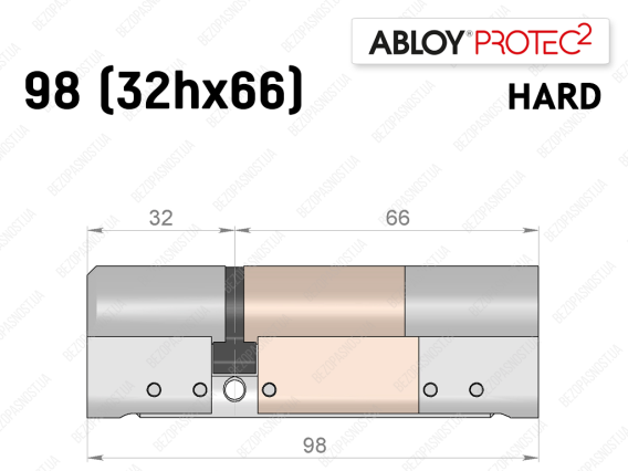 Цилиндр ABLOY PROTEC-2 HARD 98 мм (32Hx66), ключ-ключ