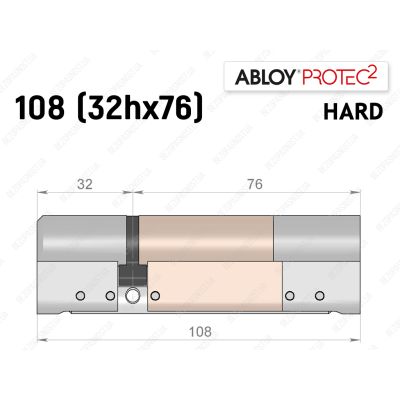 Цилиндр ABLOY PROTEC-2 HARD 108 мм (32Hx76), ключ-ключ