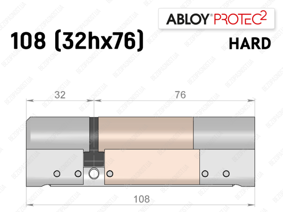 Цилиндр ABLOY PROTEC-2 HARD 108 мм (32Hx76), ключ-ключ
