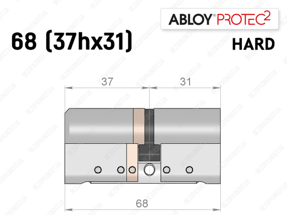 Цилиндр ABLOY PROTEC-2 HARD 68 мм (37Hx31), ключ-ключ