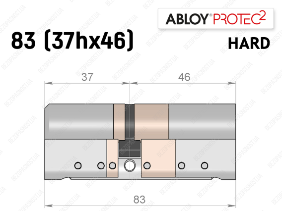 Циліндр ABLOY PROTEC-2 HARD 83 мм (37Hx46), ключ-ключ