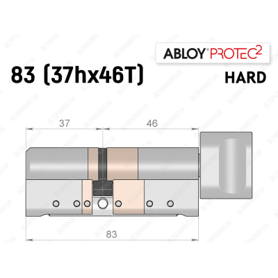 Цилиндр ABLOY PROTEC-2 HARD 83 мм (37Hx46T), с тумблером