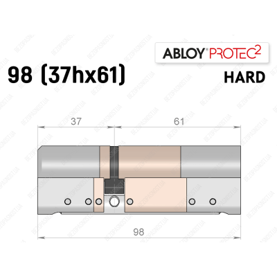 Цилиндр ABLOY PROTEC-2 HARD 98 мм (37Hx61), ключ-ключ