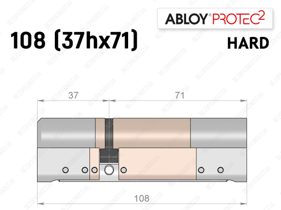 Циліндр ABLOY PROTEC-2 HARD 108 мм (37Hx71), ключ-ключ