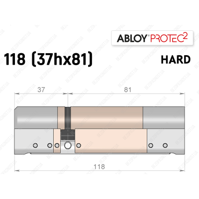 Циліндр ABLOY PROTEC-2 HARD 118 мм (37Hx81), ключ-ключ