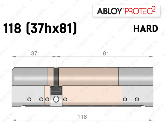 Цилиндр ABLOY PROTEC-2 HARD 118 мм (37Hx81), ключ-ключ