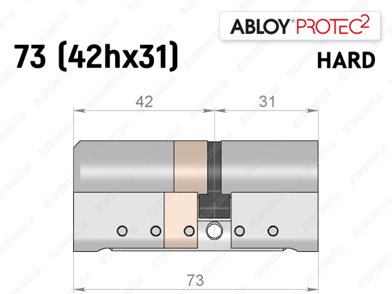 Циліндр ABLOY PROTEC-2 HARD 73 мм (42Hx31), ключ-ключ