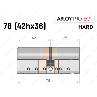 Циліндр ABLOY PROTEC-2 HARD 78 мм (42Hx36), ключ-ключ