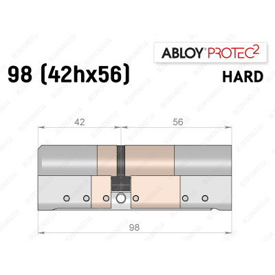 Цилиндр ABLOY PROTEC-2 HARD 98 мм (42Hx56), ключ-ключ