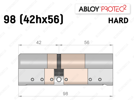 Цилиндр ABLOY PROTEC-2 HARD 98 мм (42Hx56), ключ-ключ
