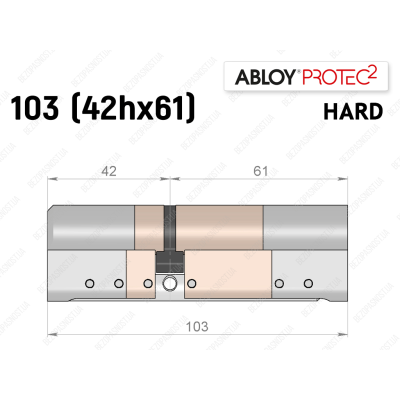 Цилиндр ABLOY PROTEC-2 HARD 103 мм (42Hx61), ключ-ключ