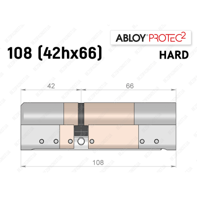Циліндр ABLOY PROTEC-2 HARD 108 мм (42Hx66), ключ-ключ