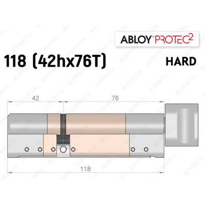 Циліндр ABLOY PROTEC-2 HARD 118 мм (42Hx76T), з тумблером