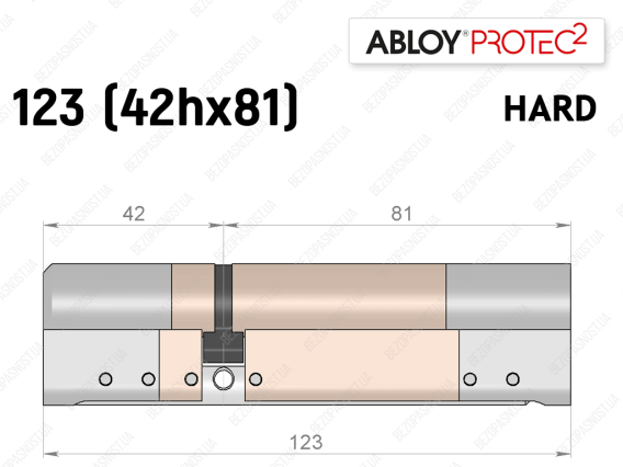 Циліндр ABLOY PROTEC-2 HARD 123 мм (42Hx81), ключ-ключ