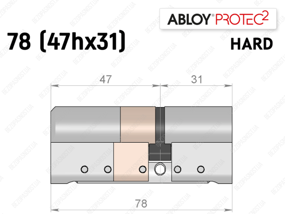Цилиндр ABLOY PROTEC-2 HARD 78 мм (47Hx31), ключ-ключ