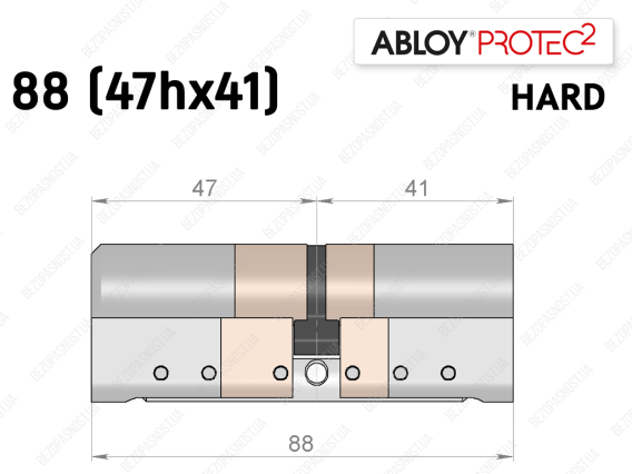 Цилиндр ABLOY PROTEC-2 HARD 88 мм (47Hx41), ключ-ключ