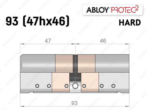 Цилиндр ABLOY PROTEC-2 HARD 93 мм (47Hx46), ключ-ключ