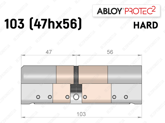 Цилиндр ABLOY PROTEC-2 HARD 103 мм (47Hx56), ключ-ключ