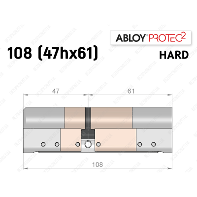 Цилиндр ABLOY PROTEC-2 HARD 108 мм (47Hx61), ключ-ключ