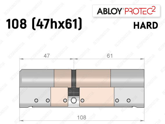 Циліндр ABLOY PROTEC-2 HARD 108 мм (47Hx61), ключ-ключ