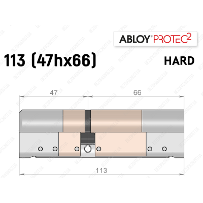 Циліндр ABLOY PROTEC-2 HARD 113 мм (47Hx66), ключ-ключ
