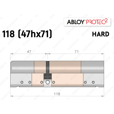 Циліндр ABLOY PROTEC-2 HARD 118 мм (47Hx71), ключ-ключ
