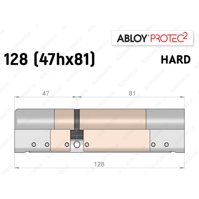 Циліндр ABLOY PROTEC-2 HARD 128 мм (47Hx81), ключ-ключ