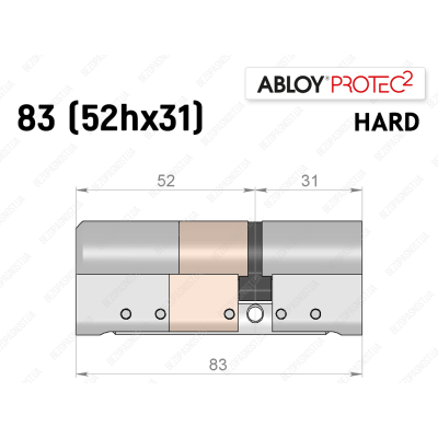 Цилиндр ABLOY PROTEC-2 HARD 83 мм (52Hx31), ключ-ключ