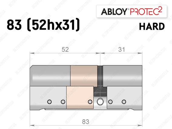 Цилиндр ABLOY PROTEC-2 HARD 83 мм (52Hx31), ключ-ключ