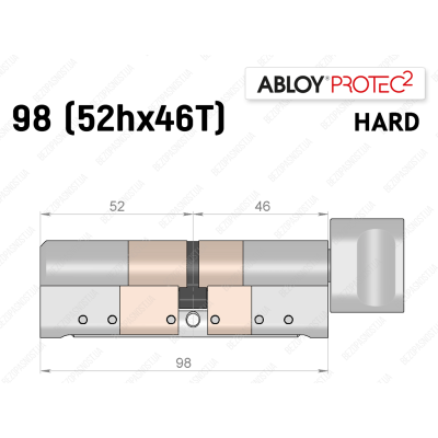 Цилиндр ABLOY PROTEC-2 HARD 98 мм (52Hx46T), с тумблером