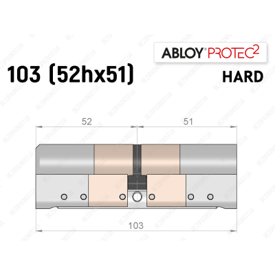 Цилиндр ABLOY PROTEC-2 HARD 103 мм (52Hx51), ключ-ключ