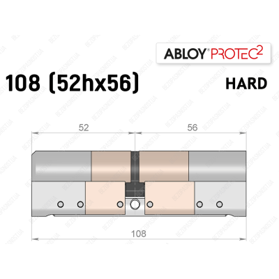 Циліндр ABLOY PROTEC-2 HARD 108 мм (52Hx56), ключ-ключ