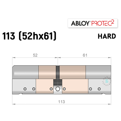 Циліндр ABLOY PROTEC-2 HARD 113 мм (52Hx61), ключ-ключ